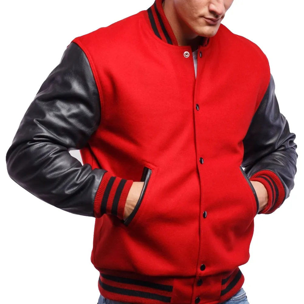 Red Black Varsity Letterman Jacket
