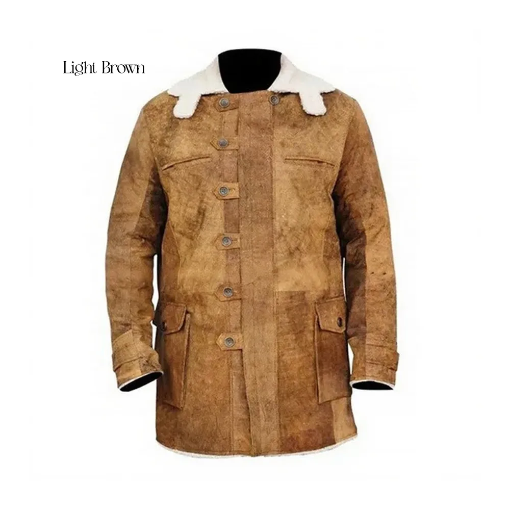 Bane Mens Brown Celebrity Leather Coat by Jacket Field