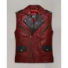 Chris Hemsworth Mens Red Celebrity Leather Vest by Jacket Field