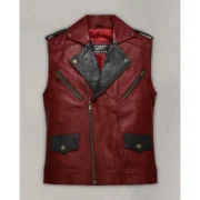 Chris Hemsworth Mens Red Celebrity Leather Vest by Jacket Field