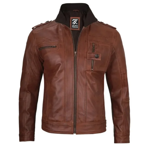 Brown Leather Motorcycle Jacket