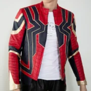 Mens Black & Red Spider-Man Celebrity Leather Jacket by Jacket Field