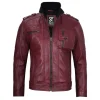 Maroon Leather Motorcycle Jacket
