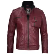 Maroon Leather Motorcycle Jacket