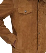 Tan Mens Trucker Real Suede Jacket