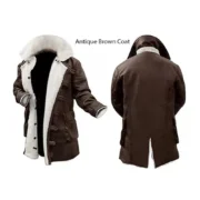 Bane Mens Brown Celebrity Leather Coat by Jacket Field