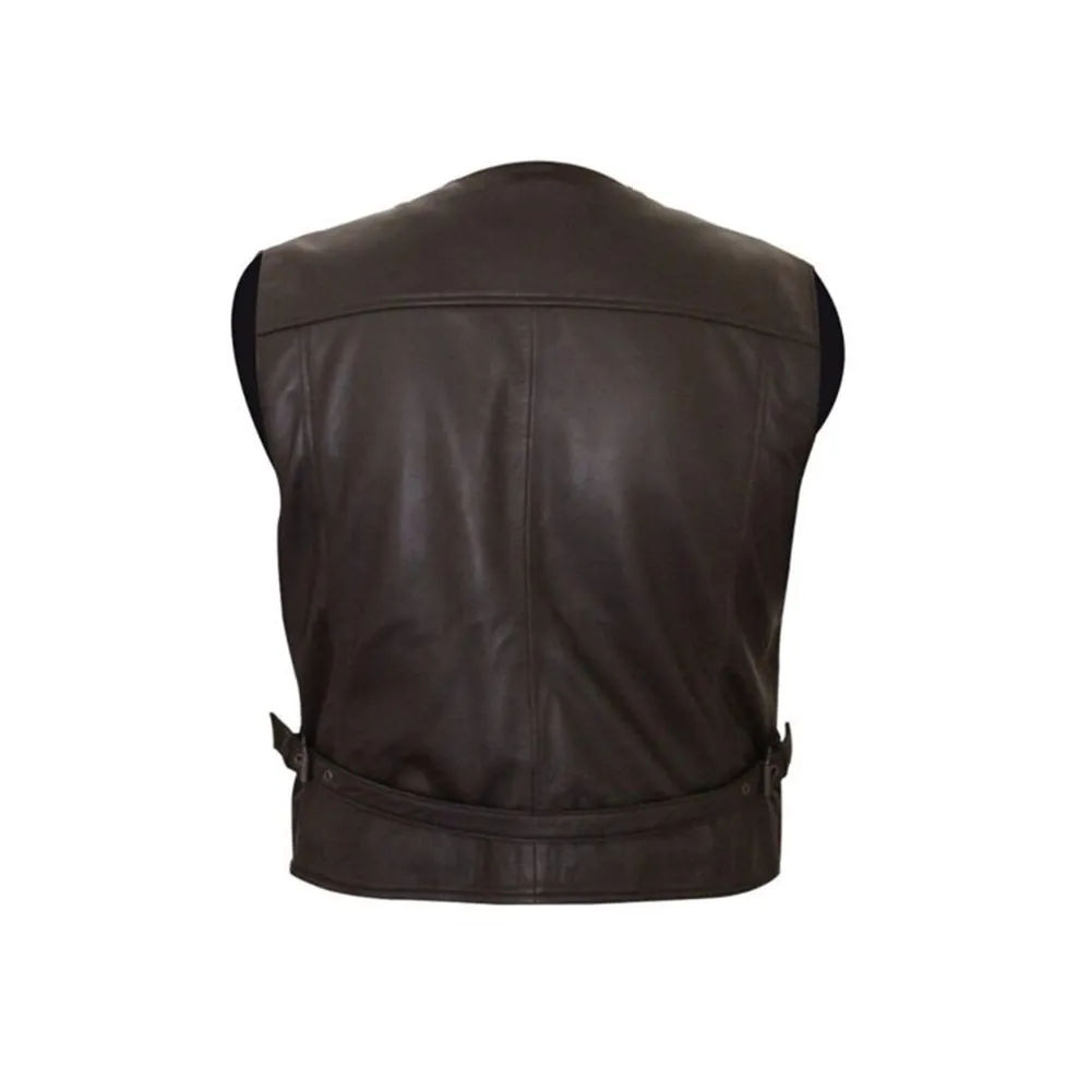 Chris Pratt Mens Brown Celebrity Leather Vest by Jacket Field