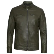Green Leather Motorcycle Jacket