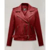 Emilia Clarke Women Red Lambskin Celebrity Leather Jackets by Jacket Field