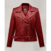Emilia Clarke Women Red Lambskin Celebrity Leather Jackets by Jacket Field