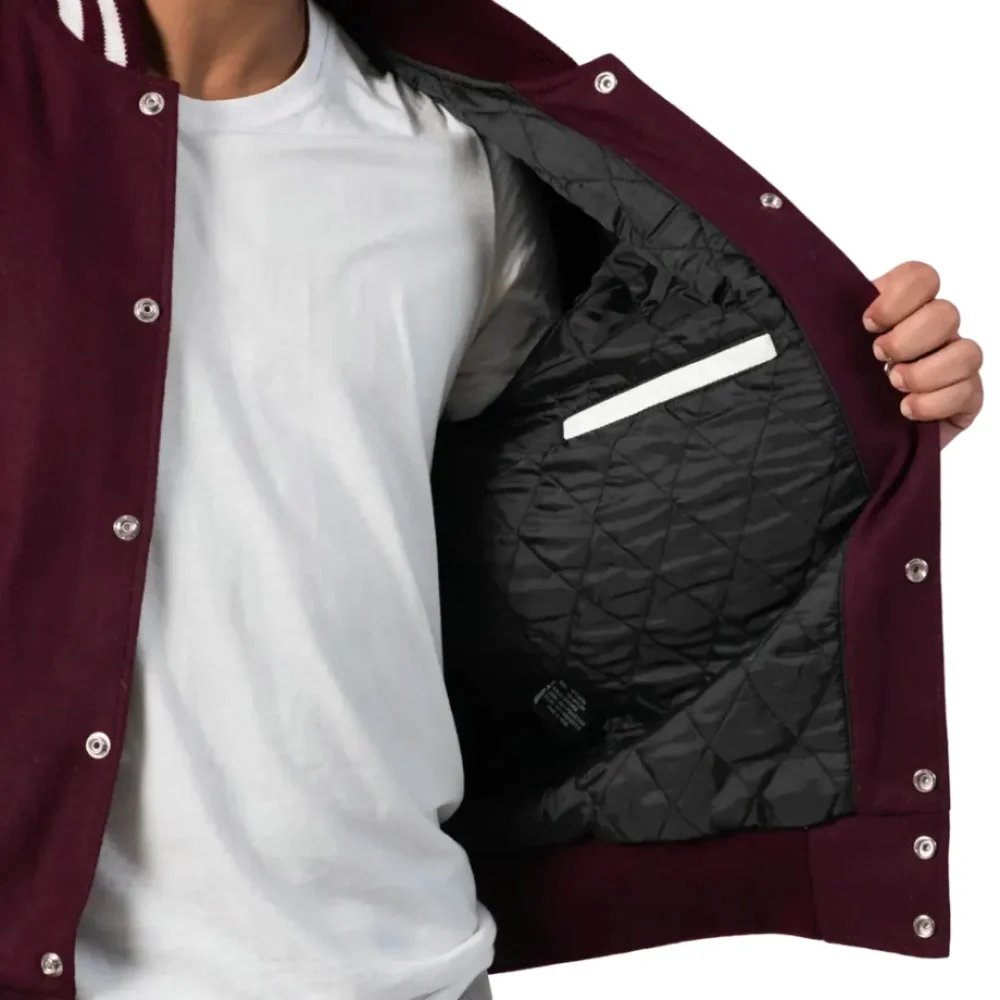Men’s Maroon Varsity Letterman Jacket By Jacket Field