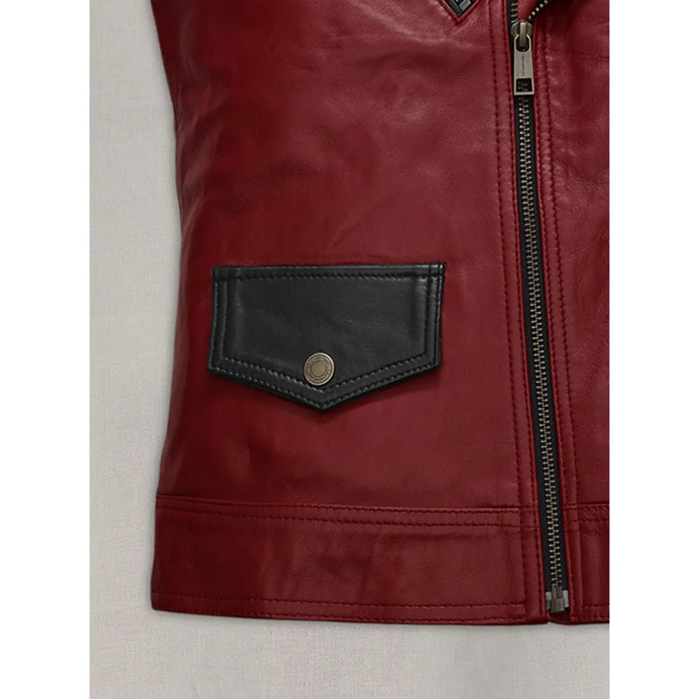 Chris Hemsworth Mens Red Celebrity Leather Vest by Jacket Field