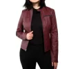 Claire Redfield Womens Red Celebrity Leather Jackets by Jacket Field