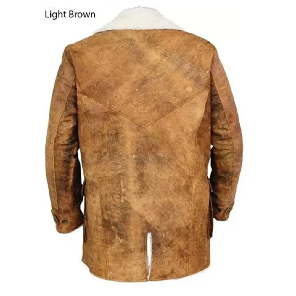 Bane Mens Brown Celebrity Leather Coat by Jacket Field