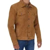 Tan Mens Trucker Real Suede Jacket
