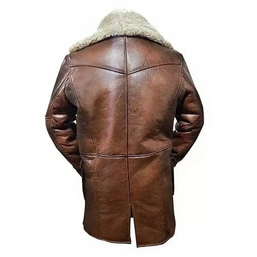 Bane Mens Brown Celebrity Leather Coat by Jacket Field