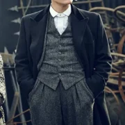Cillian Murphy Mens Black Celebrity Wool Coat by Jacket Field
