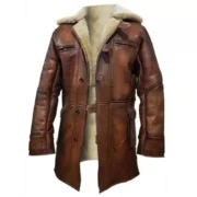 Bane Mens Brown Celebrity Leather Coat by Jacket Field