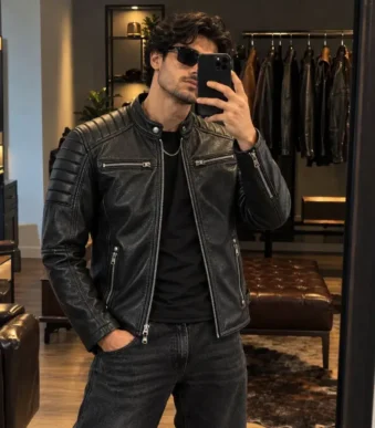 Mens Black Real Leather Motorcycle Jacket By Jacket Field 10 1 - Home