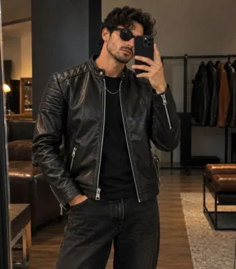 Mens Black Real Leather Motorcycle Jacket By Jacket Field 10 - Home