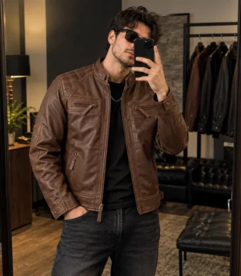 Mens Chocolate Brown Leather Motorcycle Jacket By Jacket Field 10 - Home
