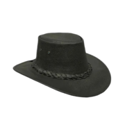 Mens Black American Cowboy Leather Hat by Jacket Field
