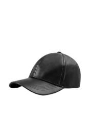 Mens Black Faux Leather Cap by Jacket Field