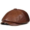 Mens Vintage Brown Leather Cap by Jacket Field