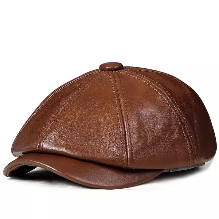 Mens Vintage Brown Leather Cap by Jacket Field