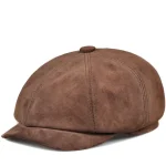 Mens Coffee Brown Leather Cap by Jacket Field