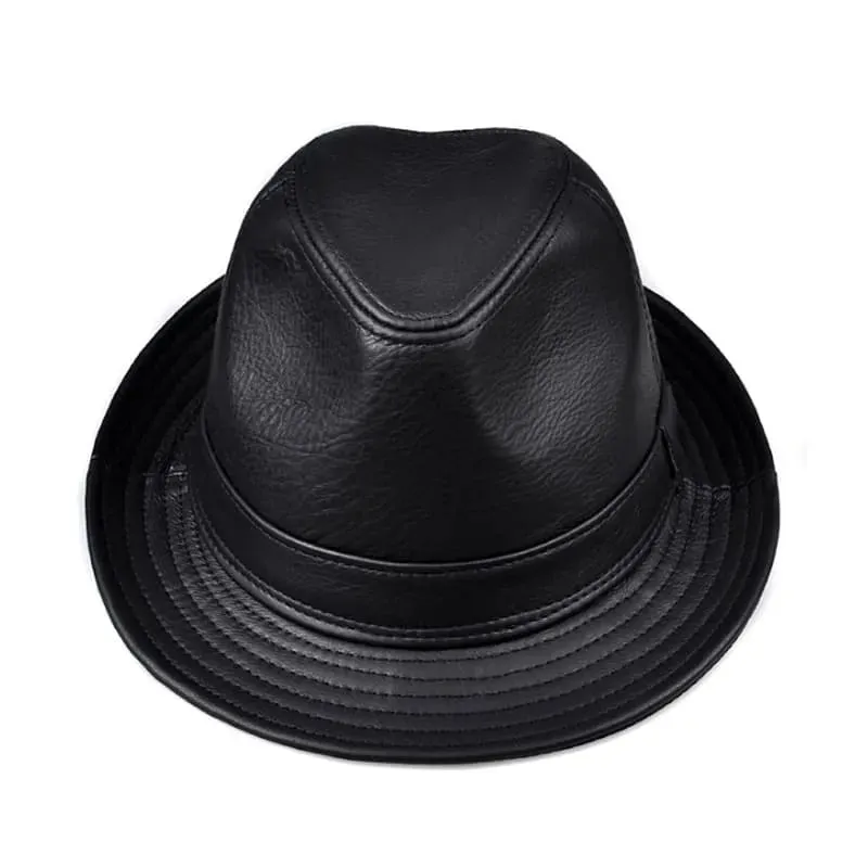 Mens Lemont Trilby Leather Hat by Jacket Field