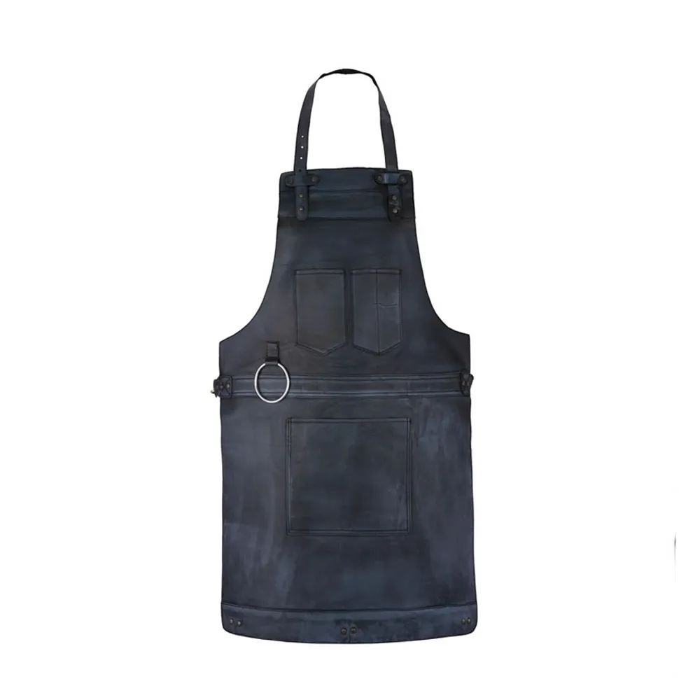 Rachel Black Full Grain Leather Apron by Jacket Field