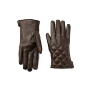 Mens Brown Quilted Leather Touchscreen Leather Gloves by Jacket Field