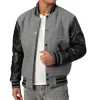 Mens Light Oxford & Black Sleeves Clothing Varsity Jacket by Jacket Field