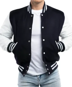 Mens Navy Blue & White Sleeves Clothing Varsity Jacket by Jacket Field