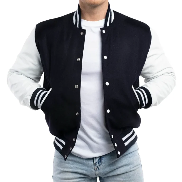 Mens Navy Blue & White Sleeves Clothing Varsity Jacket by Jacket Field