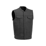Sharp Shooter Mens Black Leather Motorcycle Vest by Jacket Field