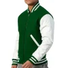Mens Kelly Green & White Clothing Varsity Jacket by Jacket Field