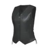Womens Black Flap Closure Leather Vest by Jacket Field