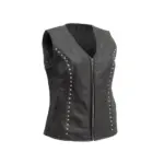 Womens Kristen Black Leather Vest by Jacket Field