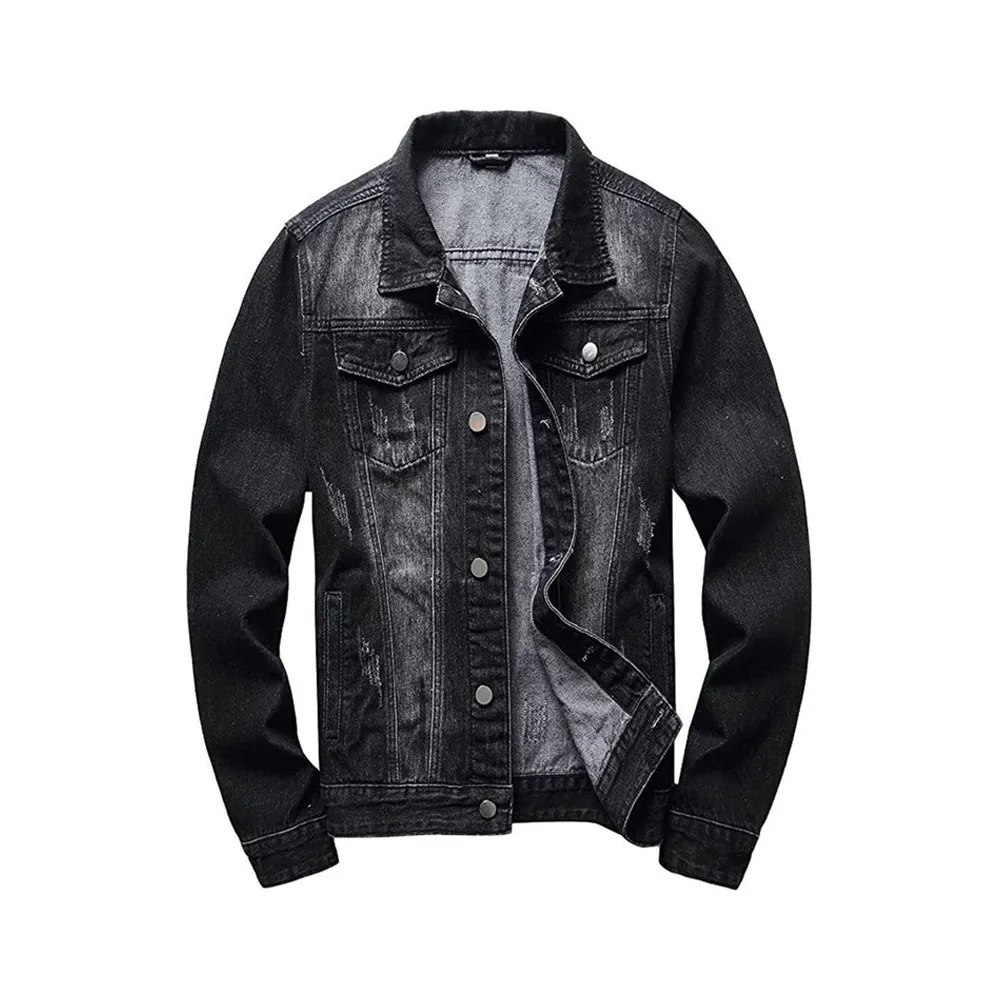 Mens Blank Shady Black Denim Jacket by Jacket Field