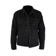 Mens Jet Black Denim Jacket by Jacket Field
