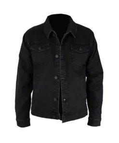 Mens Jet Black Denim Jacket by Jacket Field