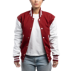 Womens Cardinal Red & White Clothing Varsity Jacket by Jacket Field
