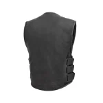 Commando Swat Style Mens Black Cowhide Leather Motorcycle Vest by Jacket Field