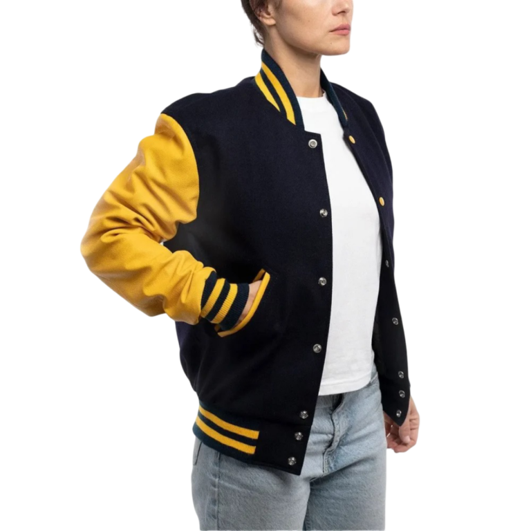 Womens Navy Blue Wool Body Clothing Varsity jacket by Jacket Field