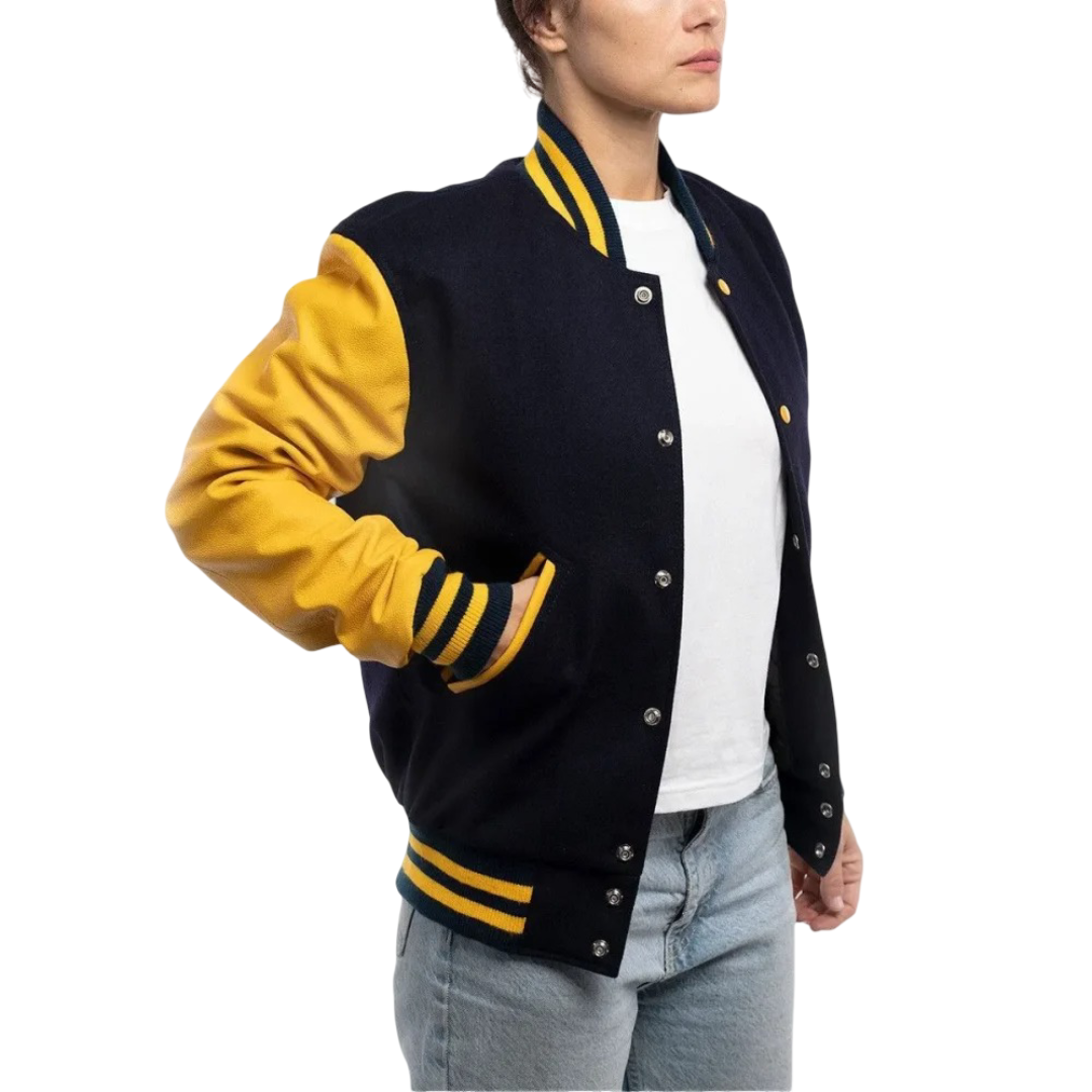 Womens Navy Blue Wool Body Clothing Varsity jacket by Jacket Field