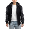Womens Black Wool Body & Black Sleeves Clothing Varsity Jacket by Jacket Field