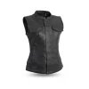 Ludlow Women’s Leather Motorcycle Vest – Sheep Diamond Club Style by Jacket Field