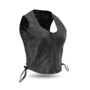 Raven Women’s Motorcycle Vest – Classic Leather Western Style by Jacket Field